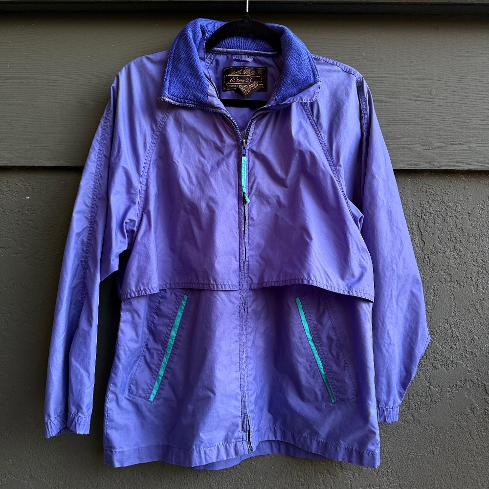 90s Eddie Bauer Blue Windbreaker w/ Green Accents